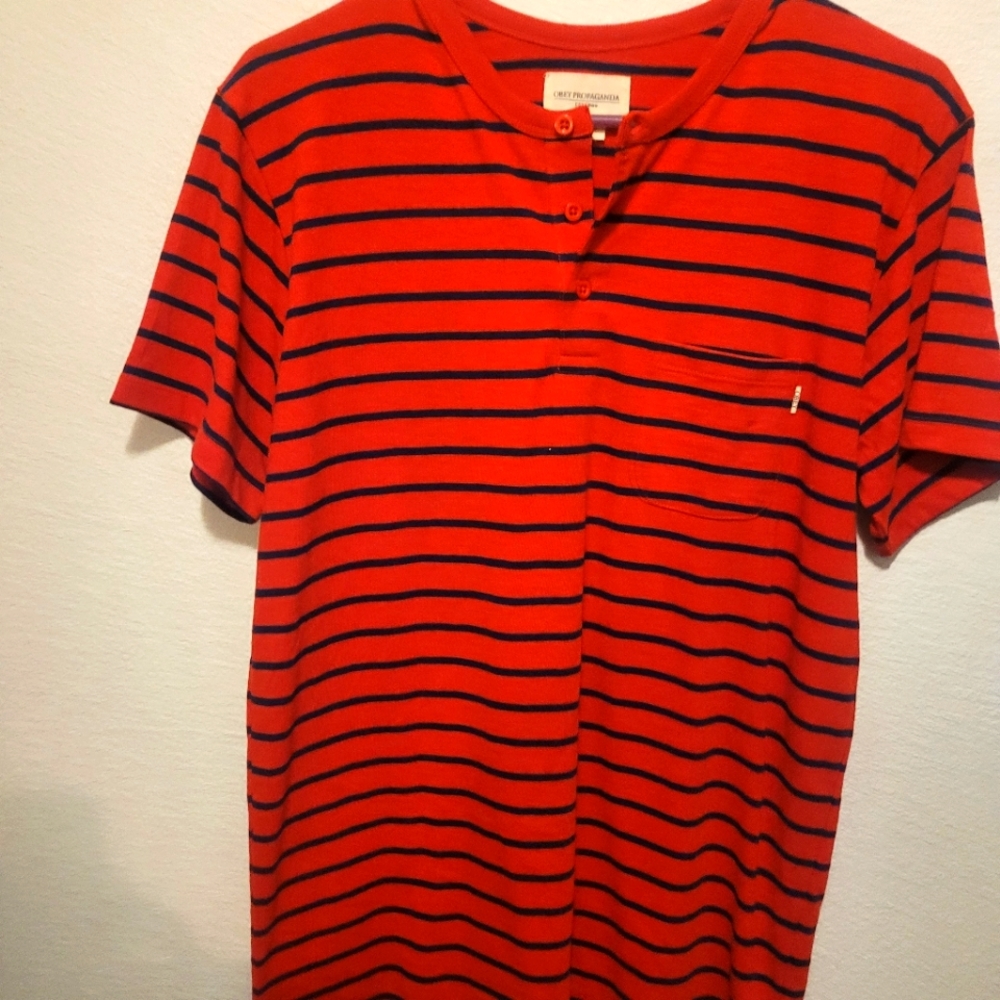 Obey collarless button up